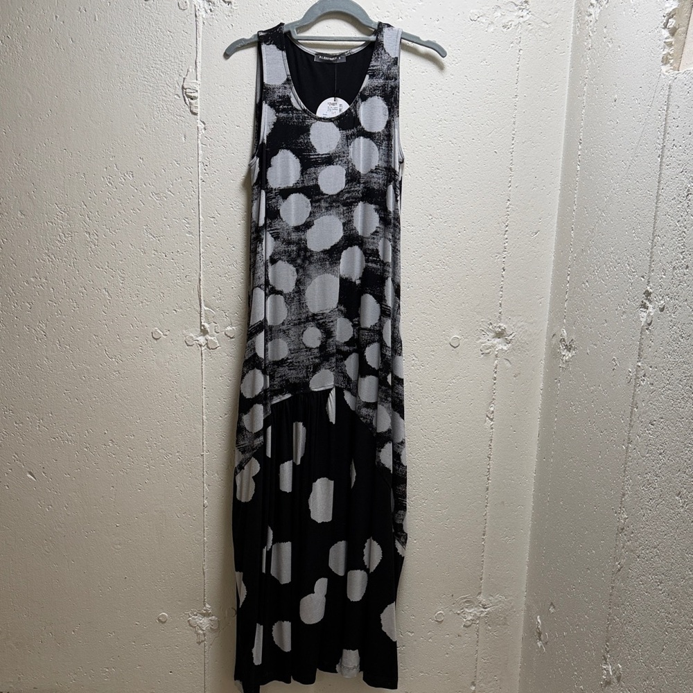 Black and White Polka Dot Knit Maxi Dress